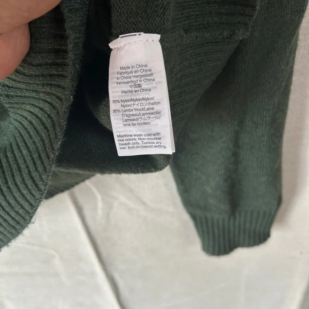 J.Crew Mercantile Mens Green Lambswool Blend Quarter‎ Zip Sweater Large Forest